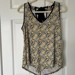 Lavish Blouse Halter Top Yellow/Black Loose Fit Woman's Size L New w/Tag